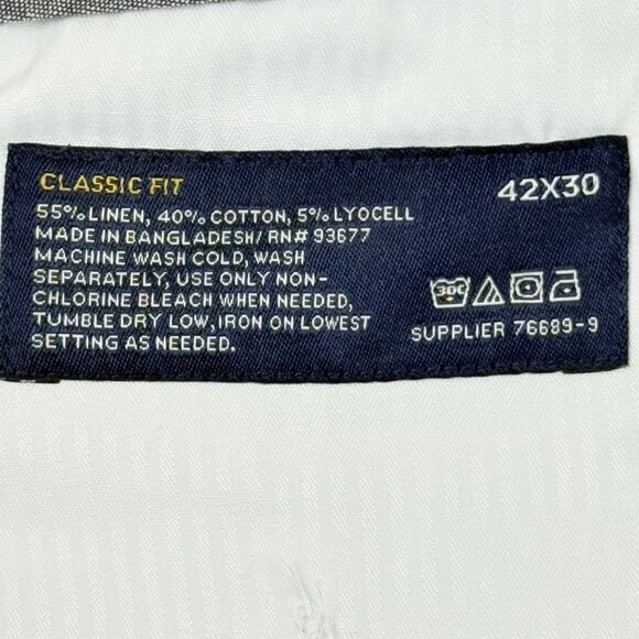 Stafford Men's Flat Front Classic Side Buckle Lined Blend White Pants 42x30 NWT - Picture 7 of 11